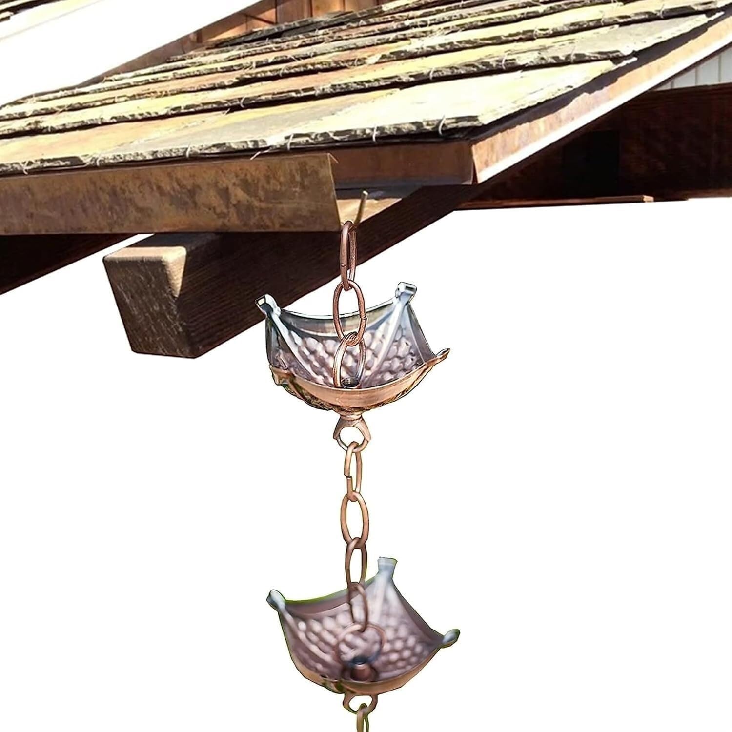 Cuttable Downpipe Rain Chain, Gutter Vintage Rain Catcher, Metal Iron Rain Chain for Porch(Style3,1m/3ft)