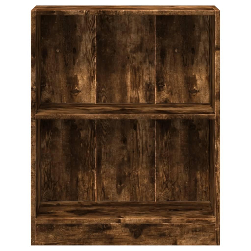 Kompaktes Bücherregal Räuchereiche aus Holzwerkstoff, 60x24x76 cm, mit 2 Böden und Oberplatte für Bücher, DVDs, CDs und Deko, multifunktional als Beistellschrank nutzbar,