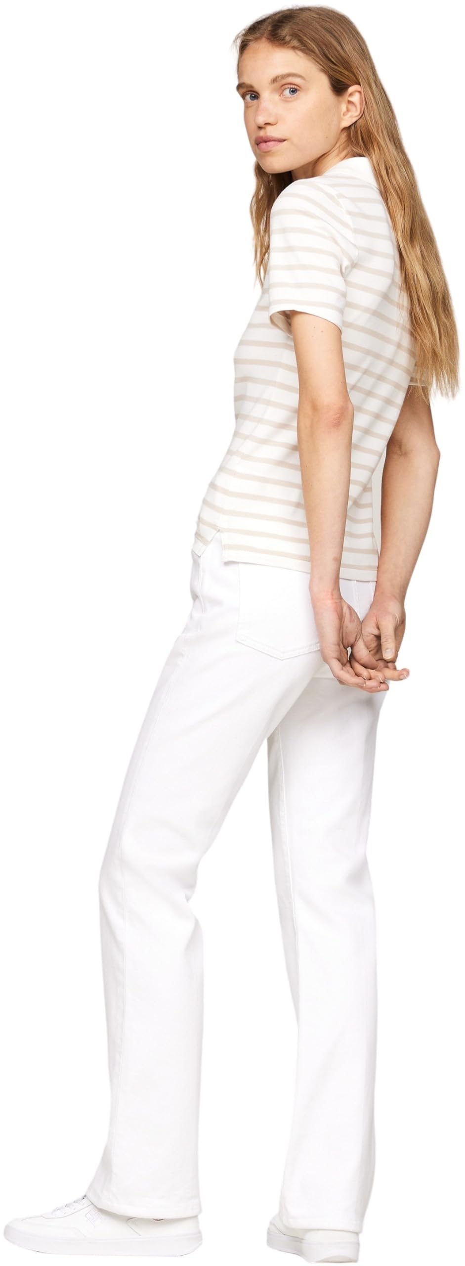 Tommy Hilfiger Donna Maglietta Polo Maniche Corte Stripe Slim Fit