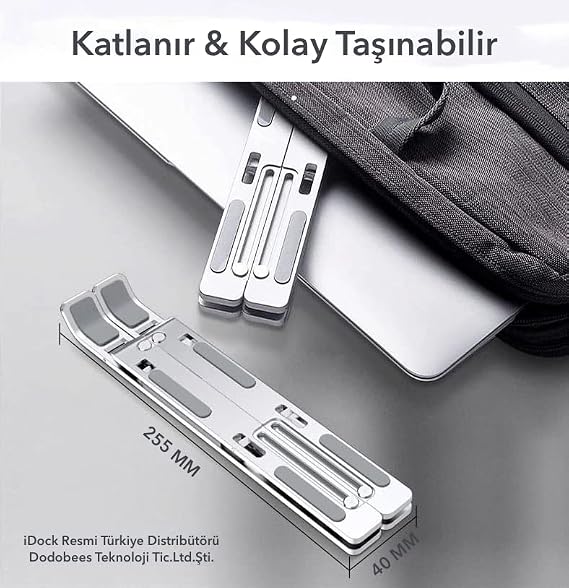 iDock N29-3-Silver Folding Aluminum Macbook Laptop Computer Stand