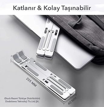 iDock N29-3-Silver Folding Aluminum Macbook Laptop Computer Stand