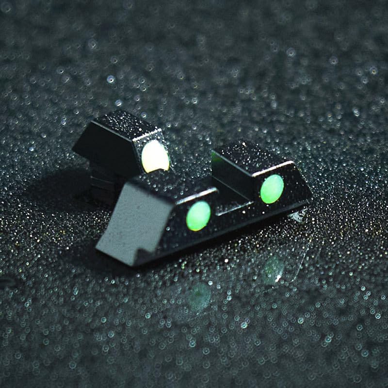 Glow in The Dark Sights for Glock, Front and Rear Metal Night Sights, Compatible with Glock 17, 19, 22, 23, 24, 26, 27, 33, 34, 35