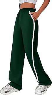 Miza White Side Stripe Wide Sweatpants - Comfortable Material for Sports, Running, Walking, Casual for Girls and Women