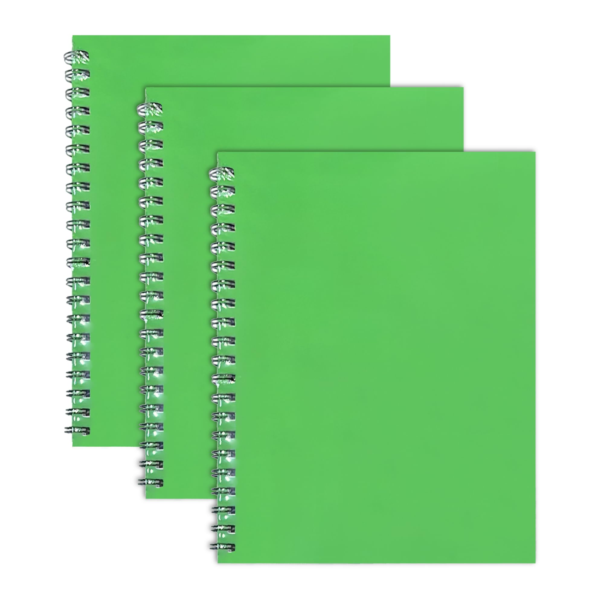TENLITE (3 Pack A4 Spiral Notebook – Elegant Green Twin Wire Bound Journal with Hard Cardboard Cover, 140 Lined Pages – Stylish & Durable Writing Pad for School, Office, Work, or Personal Notes