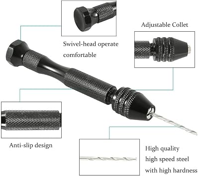 Precision Pin Vise Hand Drill Set with 25 Pcs Micro Mini Twist Drill Bits