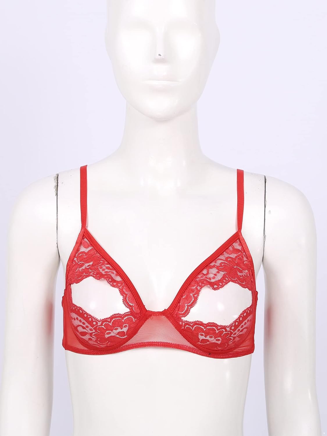 Jhaoyu Women's Stretch Sheer Floral Lace Open Nipple Bra Underwear Wireless Unlined Bralette