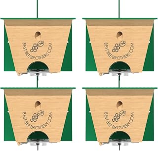 Best Bee Brothers Turbo Trap 2.0, Professional-Grade Carpenter Bee Trap for Outside with Bee Vault, Large Viewport & Spring-Loaded Door, 4.1” W x 4.8” H x 5.9” D