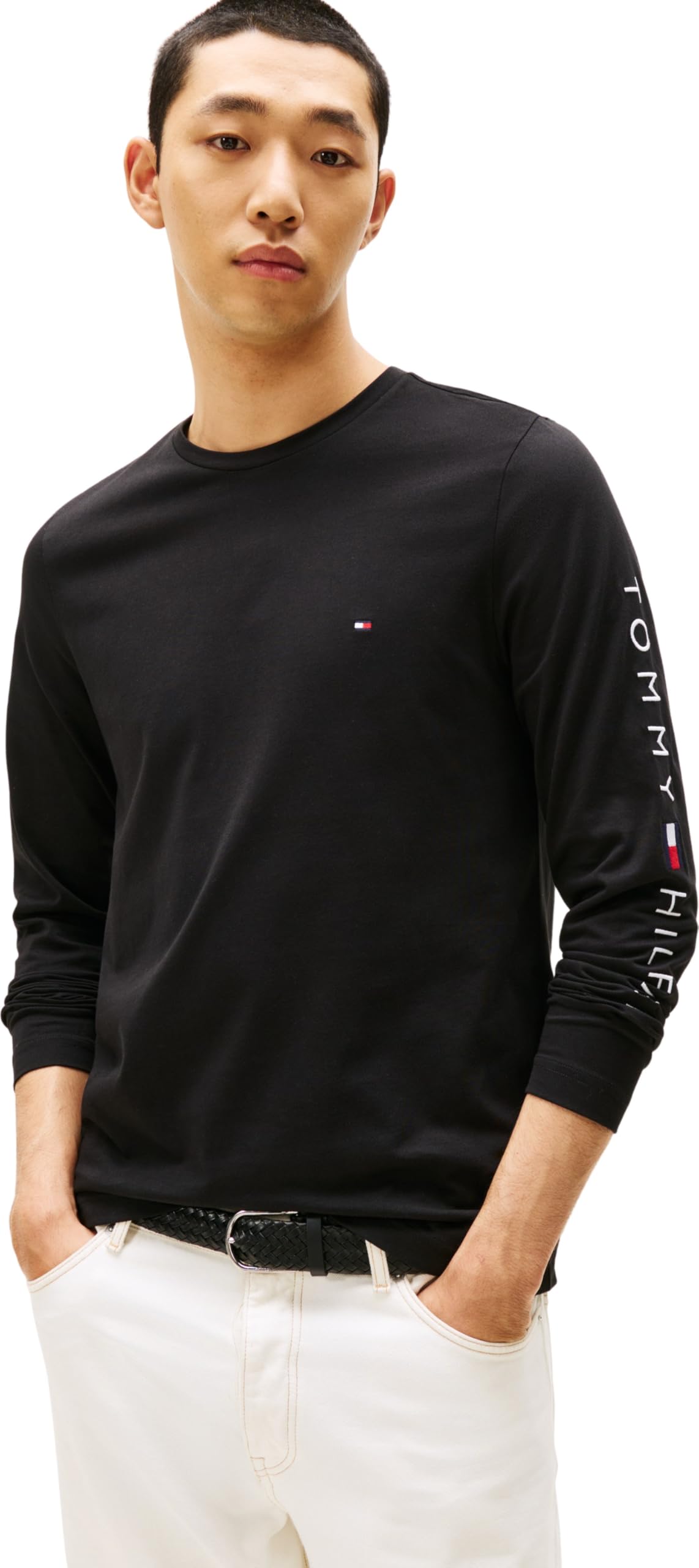 Tommy Hilfiger Camiseta de Manga Larga Hombre Tommy Logo Long Sleeve Tee con Cuello Redondo Slim Fit