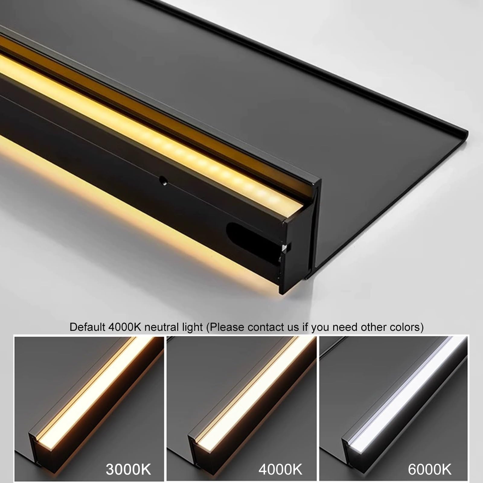 Estantes Flotantes para Pared, Estante de Pared de Aleación de Aluminio con Luz LED, Batería de Litio Incorporada, Estante de Exhibición Iluminado para Dormitorio/Sala de Estar/Cocina/Bar/Encimera(Gol