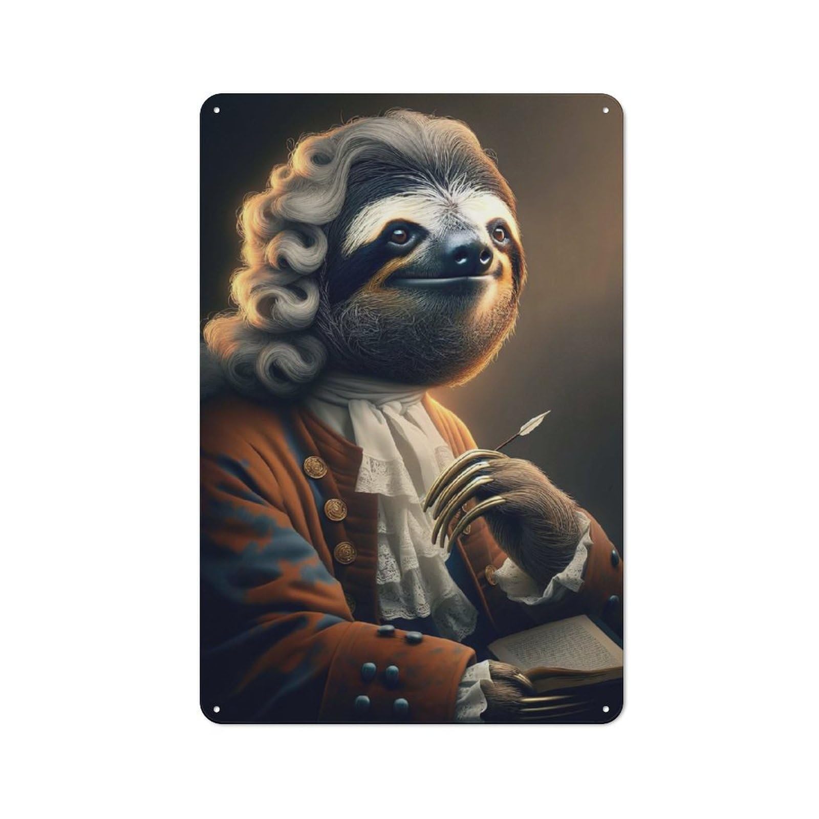 Junmoney Sloth As A Philosopher Decorative Metal Wall Decor 30X20cm, Vintage Metal Sign For Hallway, Home Bar, Garage Or Study