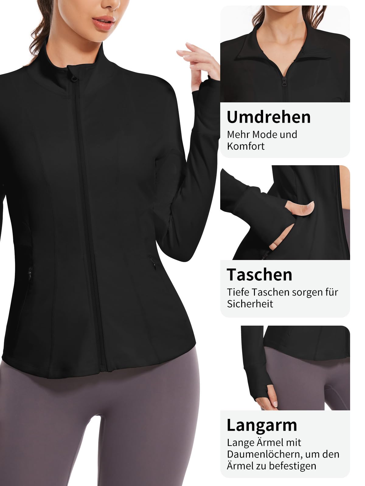 VUTRU Chaqueta deportiva para mujer de manga larga para correr