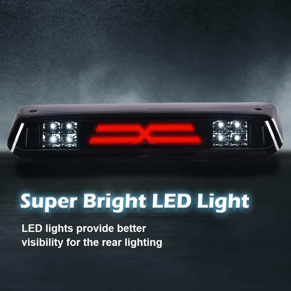 CHEDA Rear LED Bar Third [3rd] Brake Light Cargo Compatible with 2004 2005 2006 2007 2008 Ford F150/Lobo（Red lens Clear Bottoms）