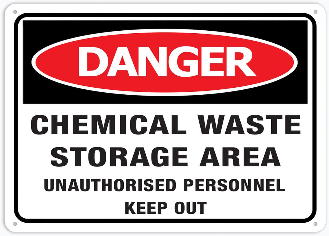 Danger Chemical Waste Storage Area Aluminum Metal Sign 12x8 inch Weather Resistant Weatherproof For Indoor/Outdoor Use