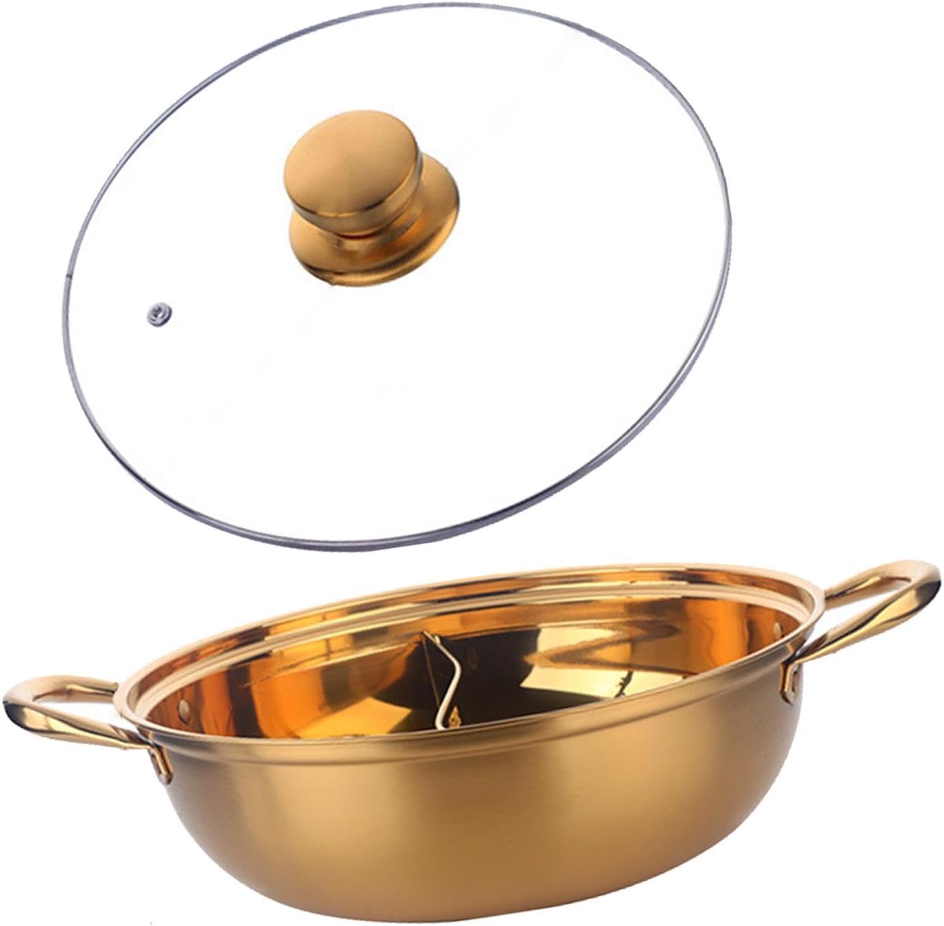 Hot Pot con División Shabu Shabu, Acero Inoxidable Dorado