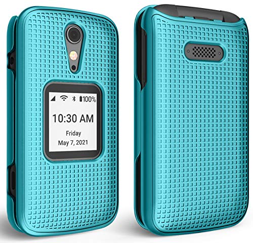 Nakedcellphone Case For Jitterbug Flip2, [Teal Mint Cyan] Protective Snap-On Hard Shell Cover [Grid Texture] For Jitterbug Flip 2 Phone (Aka Lively Flip) (4053Sj7) #TOP2