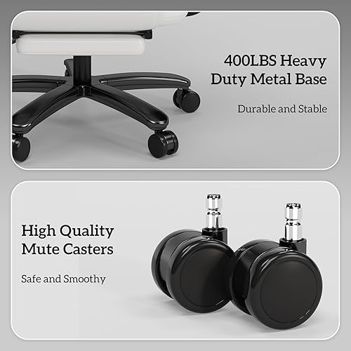 Miniatura 8 de GYI Silla cruzada con ruedas, silla de escritorio de oficina reclinable grande y alta de 160 con respaldo alto, asiento ancho, brazos, reposapiés,