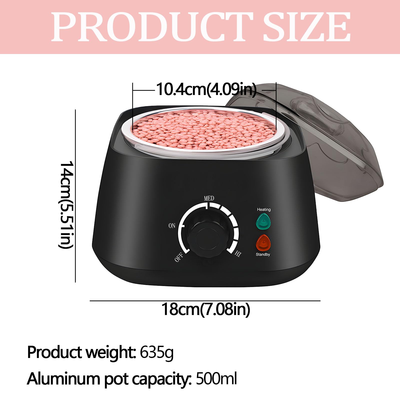 Chauffe Cire Epilation, Kit Chauffe Cire Professionnelle, Kit Epilation Cire Avec Perles D'éPilation De 400g, 5 Gobelets En Papier, 20 Spatules En Bois, Pour Corps Entier, Sourcils, Aisselles, Visage