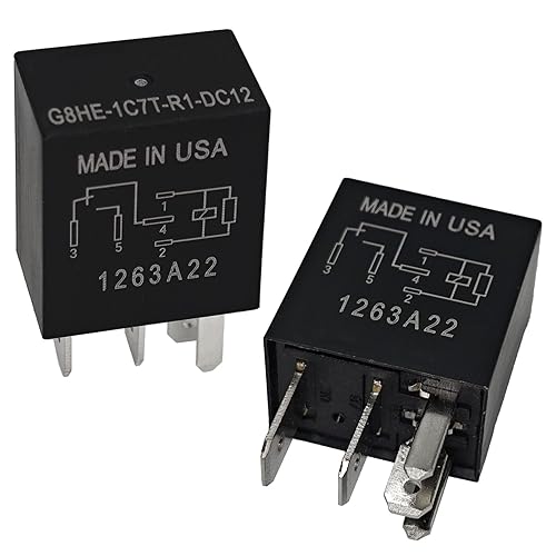 Relé G8HE-1C7T-R1-DC12 (juego de 2), 12VDC 5Pins Plug-in Instalación Relé Automotriz - Reemplazo OEM, SPDT