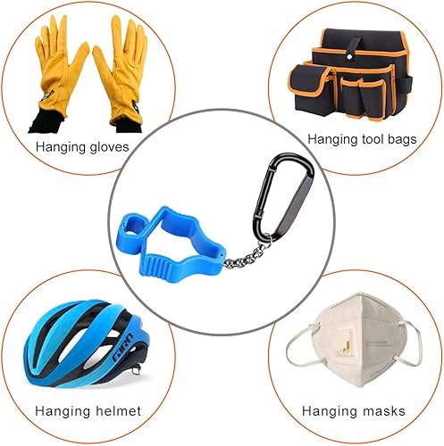 Miniatura 6 de SELEWARE 5 clips antideslizantes para guantes de trabajo, para guardia, trabajador de trabajo, lentes, cascos, abrazadera para colgar guantes, azul