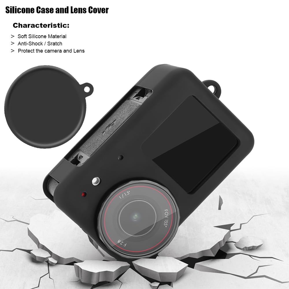 Paquete de Accesorios para dji Osmo Action 5 Pro/Action 4/3, Funda Impermeable de Buceo, Carcasa de Silicona, Protector de Pantalla de Vidrio, Kit Completo 60E (Kit1 para dji Osmo Action 5