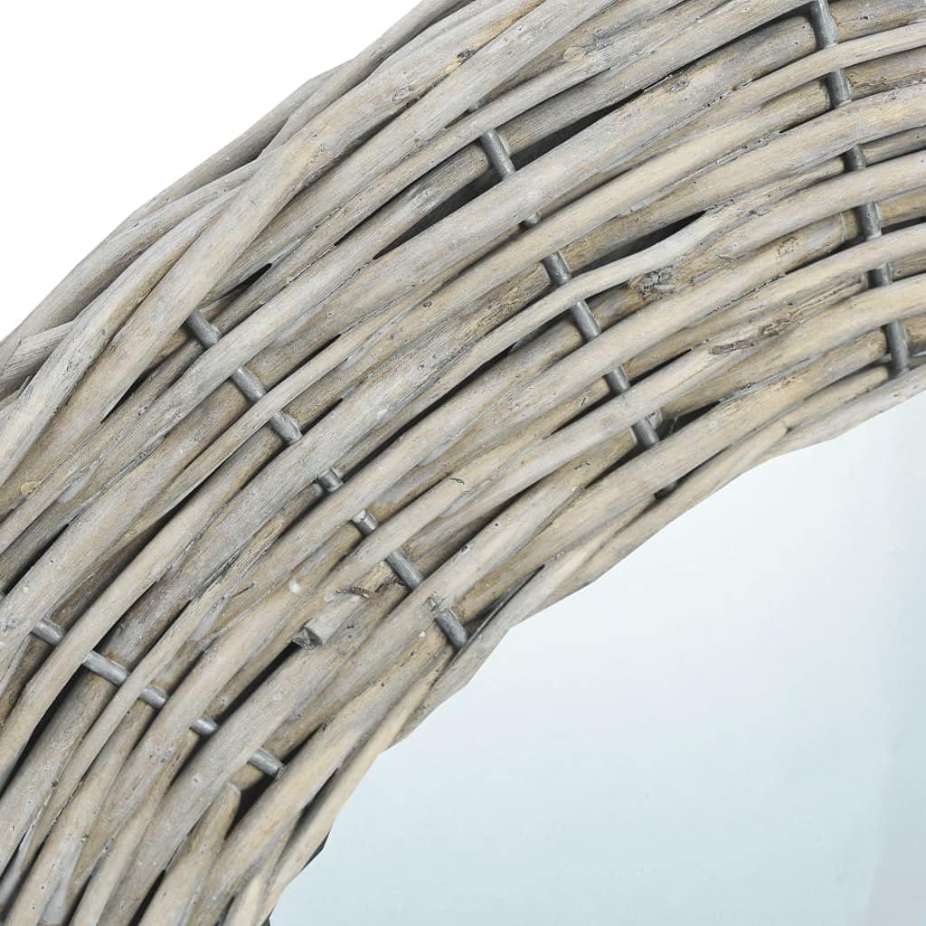vidaXL Mirror, Wall Mirror, Bathroom Mirror, Decorative Mirror, Hall Mirror for Bedroom Living Room Dressing Room Entryway Hallway, Wicker Frame