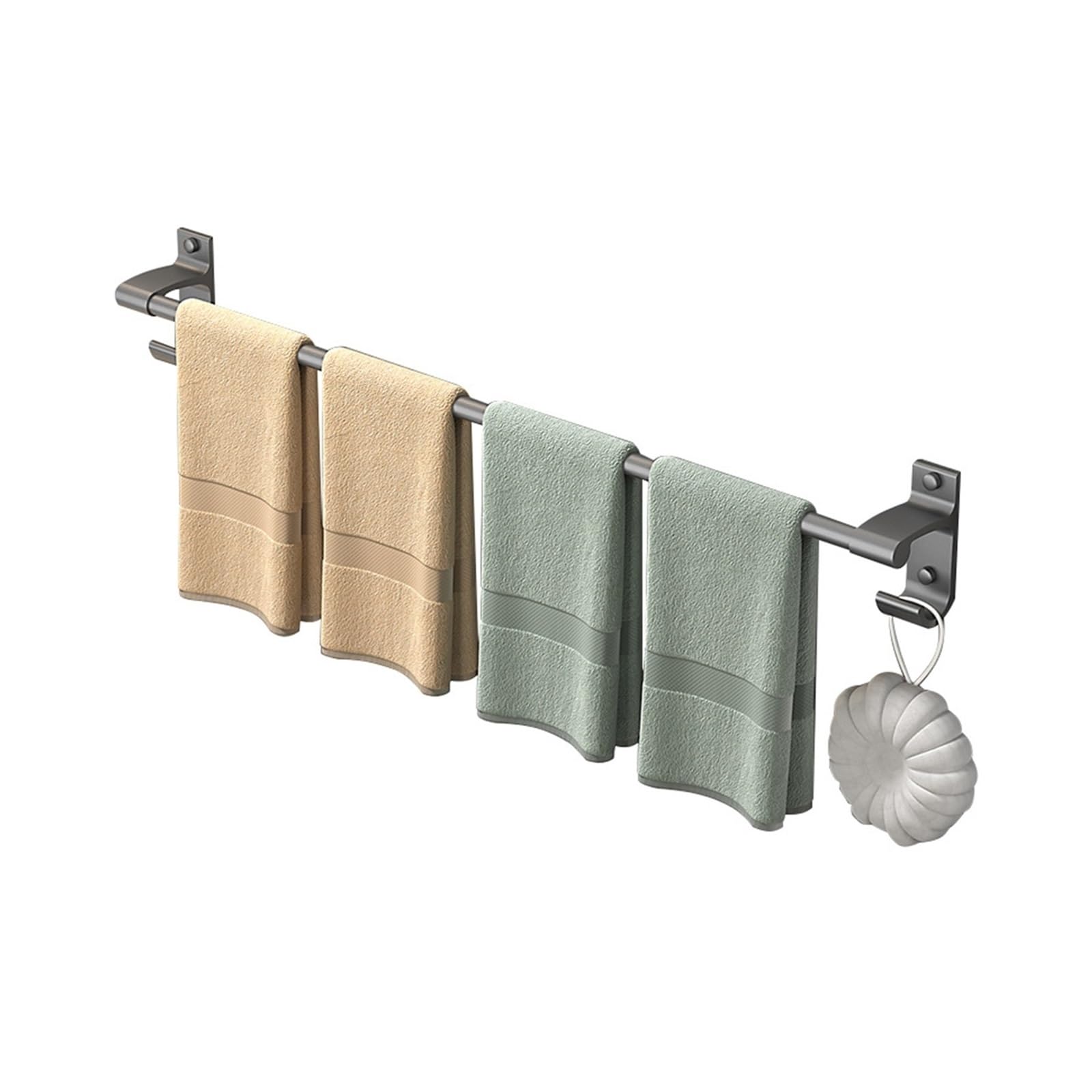LMYSXAOZ Bathroom Towel Rack Wall Mounted with Hooks, 62cm Aluminum Hanger No Drilling Shower Shelf Organizer(Gun Gray,80cm)