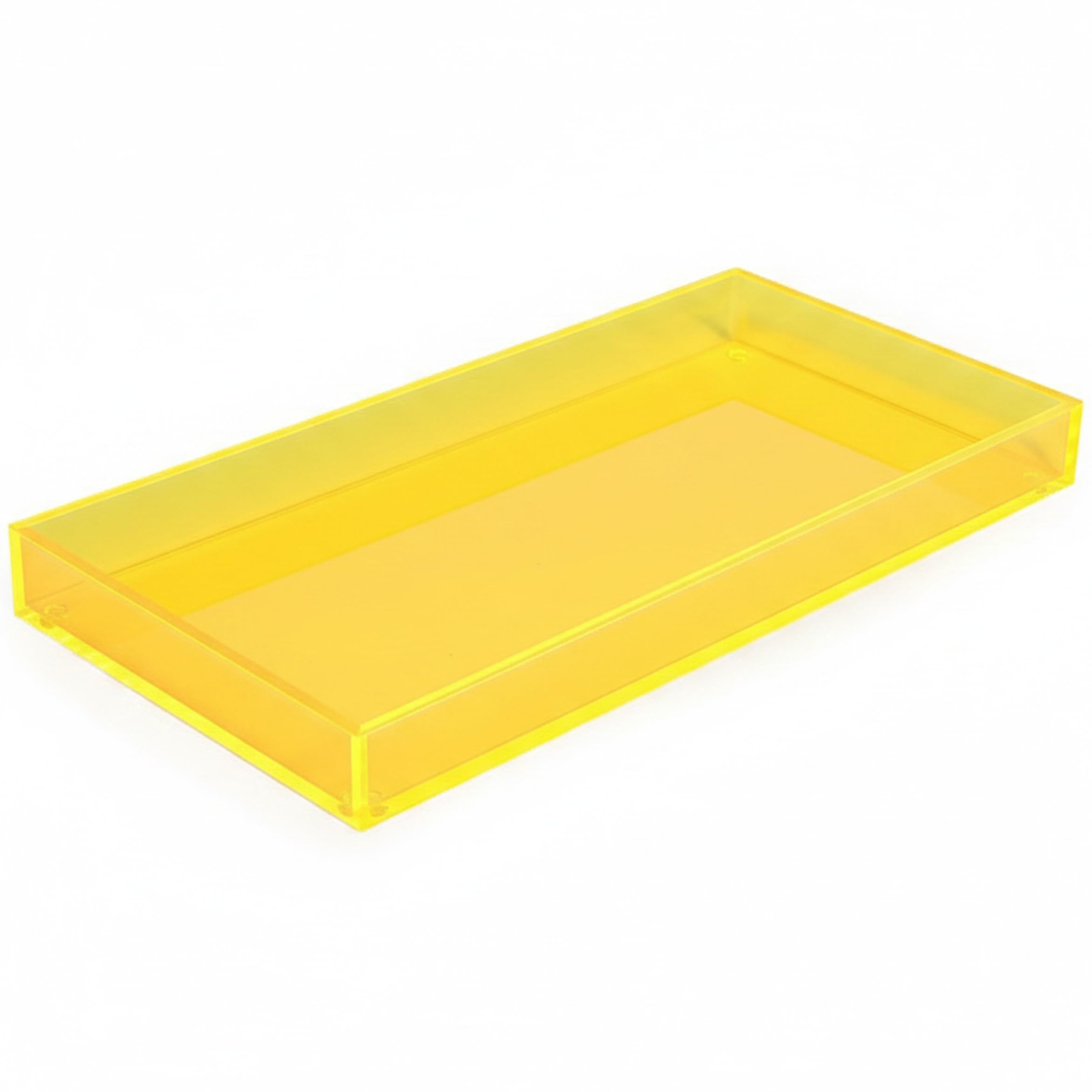 Hperu Yellow Bathroom Tray, Acrylic Vanity Tray, 5Mm Thick Acrylic Organizer With Non-Slip Silicone Pads For Cosmetics, Jewelry, Bathroom & Kitchen Countertop, Vanity