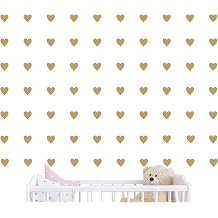 2inchx100 Pieces DIY Heart Wall Decal Vinyl Sticker for Baby Kids Children Boy Girl Bedroom Decor Removable Nursery Decoration Matte Gold