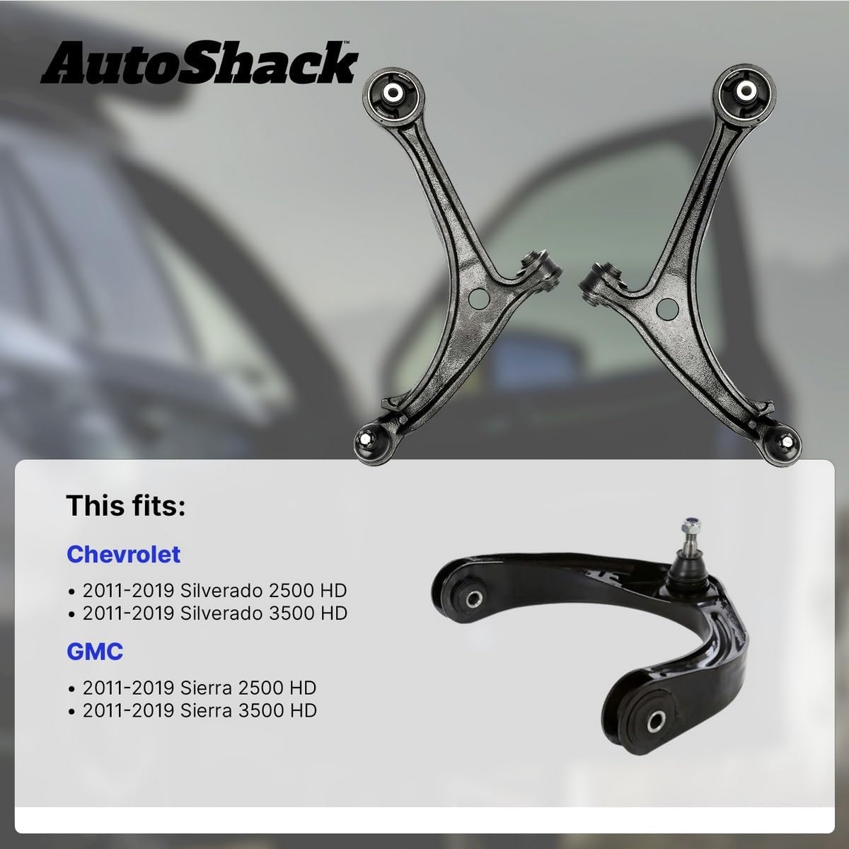 AutoShack Front Upper Control Arms and Ball Joint with Bushings for Chevrolet & GMC, Silverado 2500 HD 2011-2019 Sierra 2500 HD 2011-2019, 4WD RWD V8 6.0L 6.6L, Pair