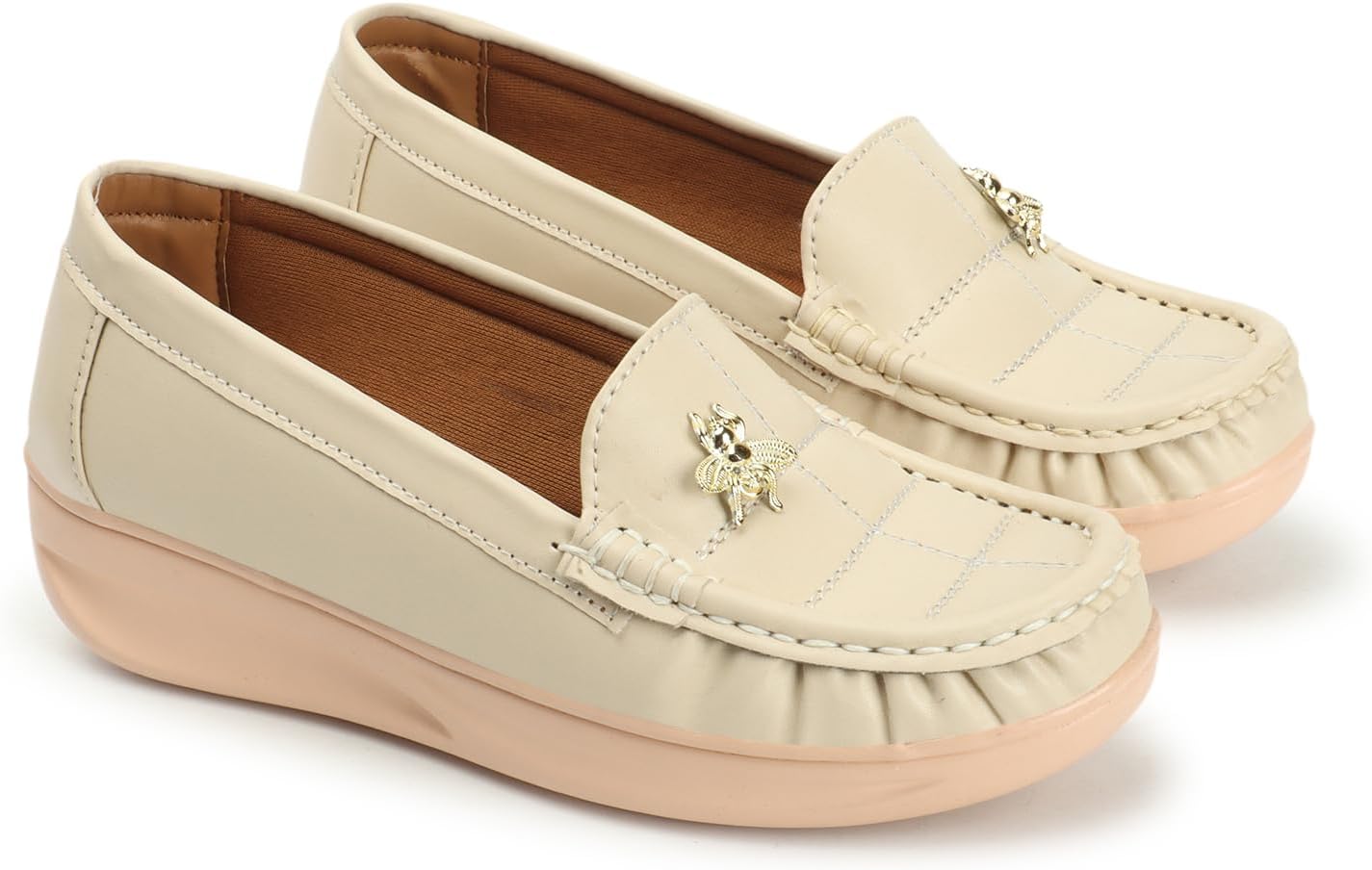 Women's Synthetic Leather Ankle Black Women Comfortable Slip On Flat Loafer Ballet; Casual and Formal Footwear