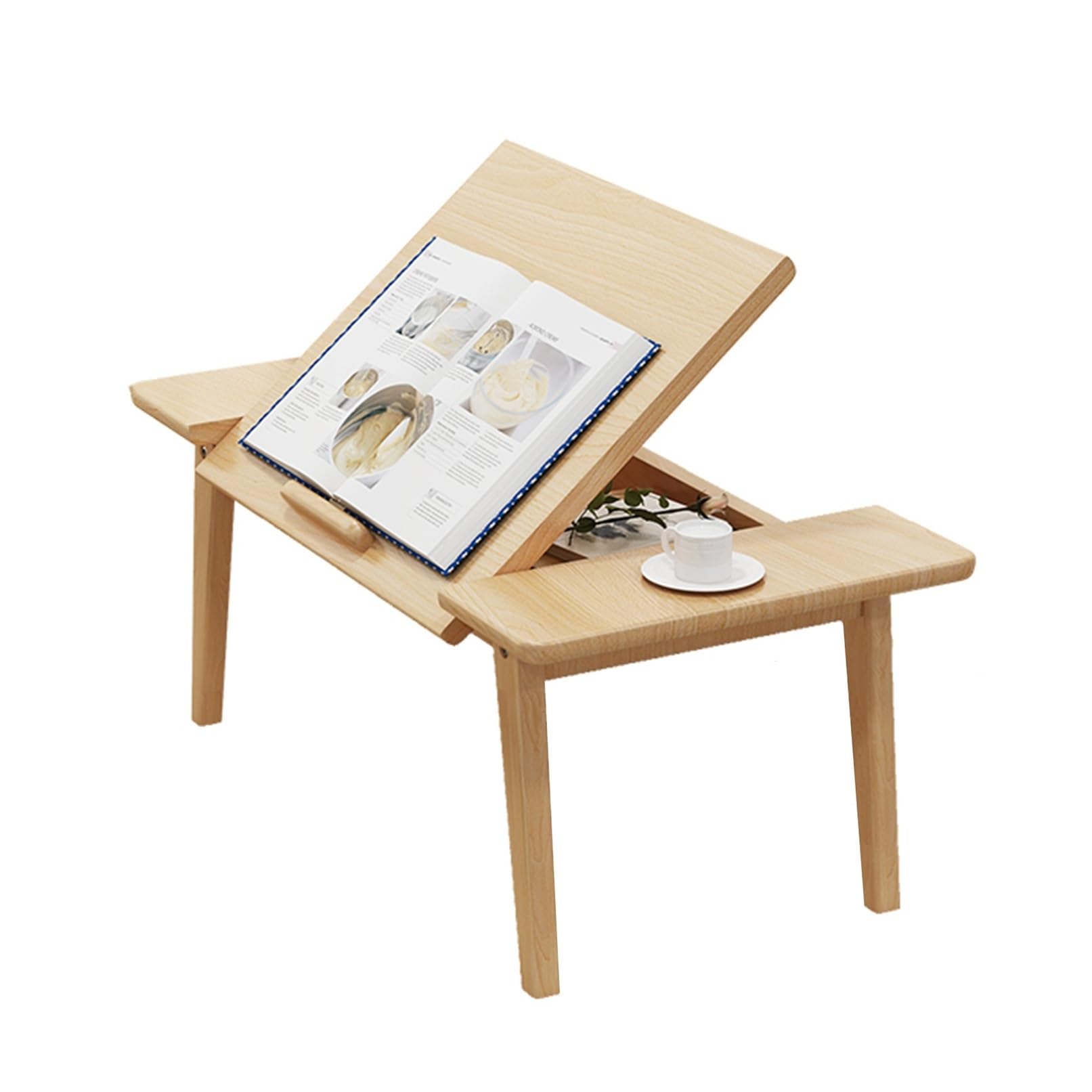 Table de sol en bois marron pour manger et lire confortablement chez soi