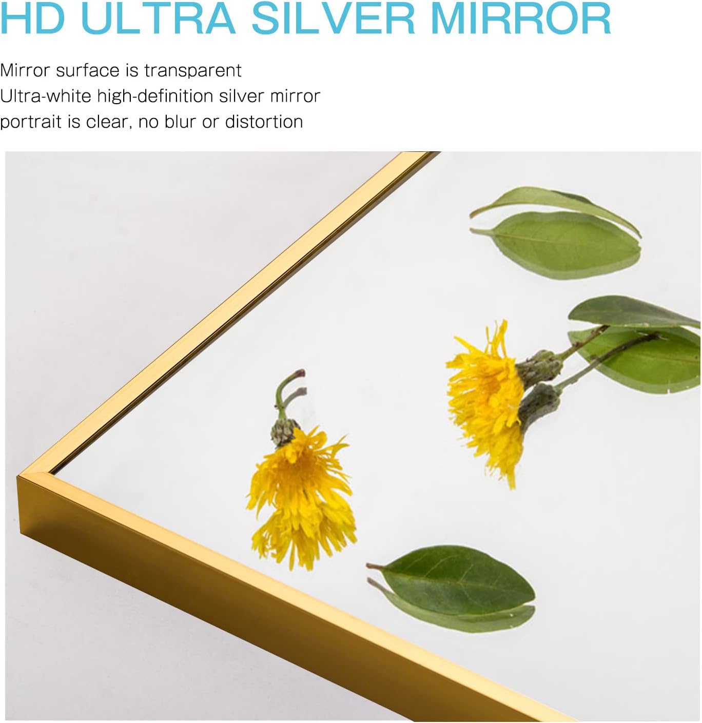 NeuType Full Length Mirror Wall Mirror, Large Floor Mirror Full Body Dressing Mirror, Long Mirror Bathroom Mirror Standing Mirror, Large Mirrors for Bedroom, Metal Frame, Gold 47"x22" No Stand