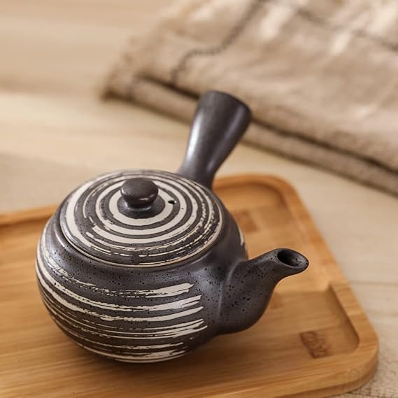 Travel Tea Sets Tea Pot Kyusu Tea Maker with Infuser for Loose Tea Ceramic Japanese Teapot with Side Handle 11.8 oz Tea Pot