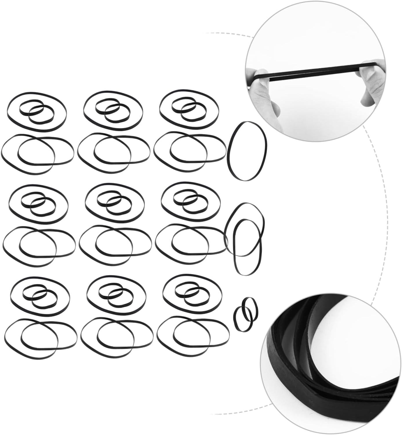 50pieces Assorted Recorder Rubber Belt for DVD Drive Cassette Machine Repair Flat Belts Wear-Resistant Absorbing Replacement for Smooth