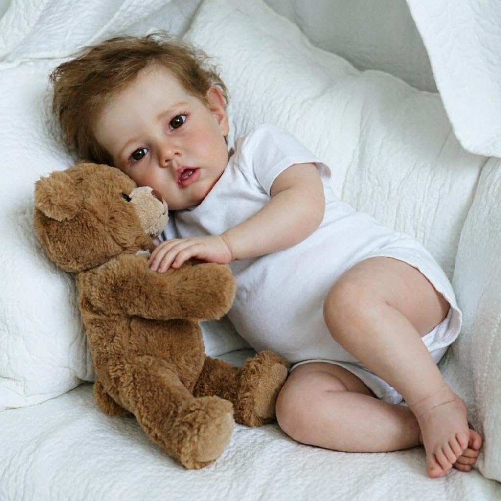 RXDOLL Realistyczne lalki Reborn Baby Dolls silikonowe na całe ciało, winylowe, chłopiec, prawdziwe życie Reborn maluch, realistyczna lalka noworodka, zabawka z zestawami do karmienia dla dzieci, na