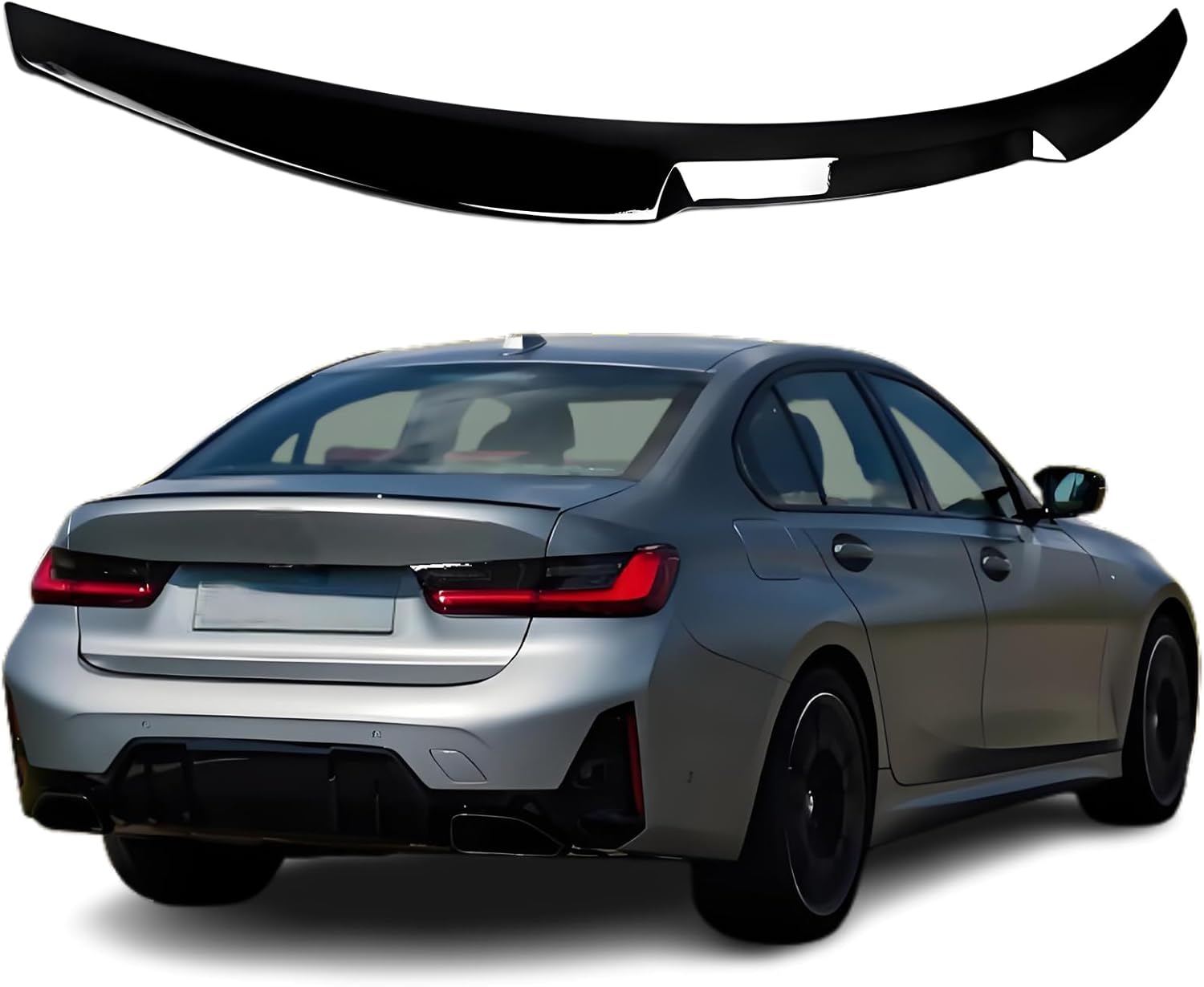 Rear Spoiler Wing Compatible with 2005 2006 2007 2008 2009 2010 2011 2012 BMW 3 Series Sedan E90 328i 335i M4 Style, Not fit 2-door Gloss Black