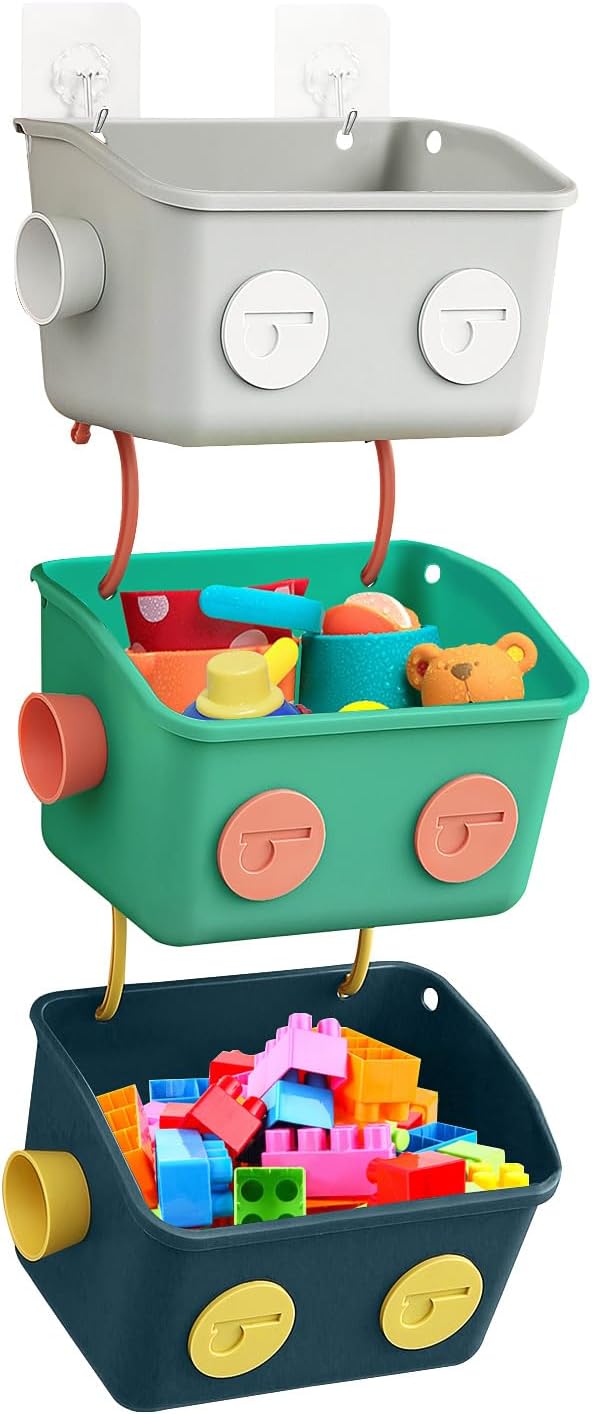 Karceyworth Bath Toy Storage Organizer Basket, 3 Pack Cute
