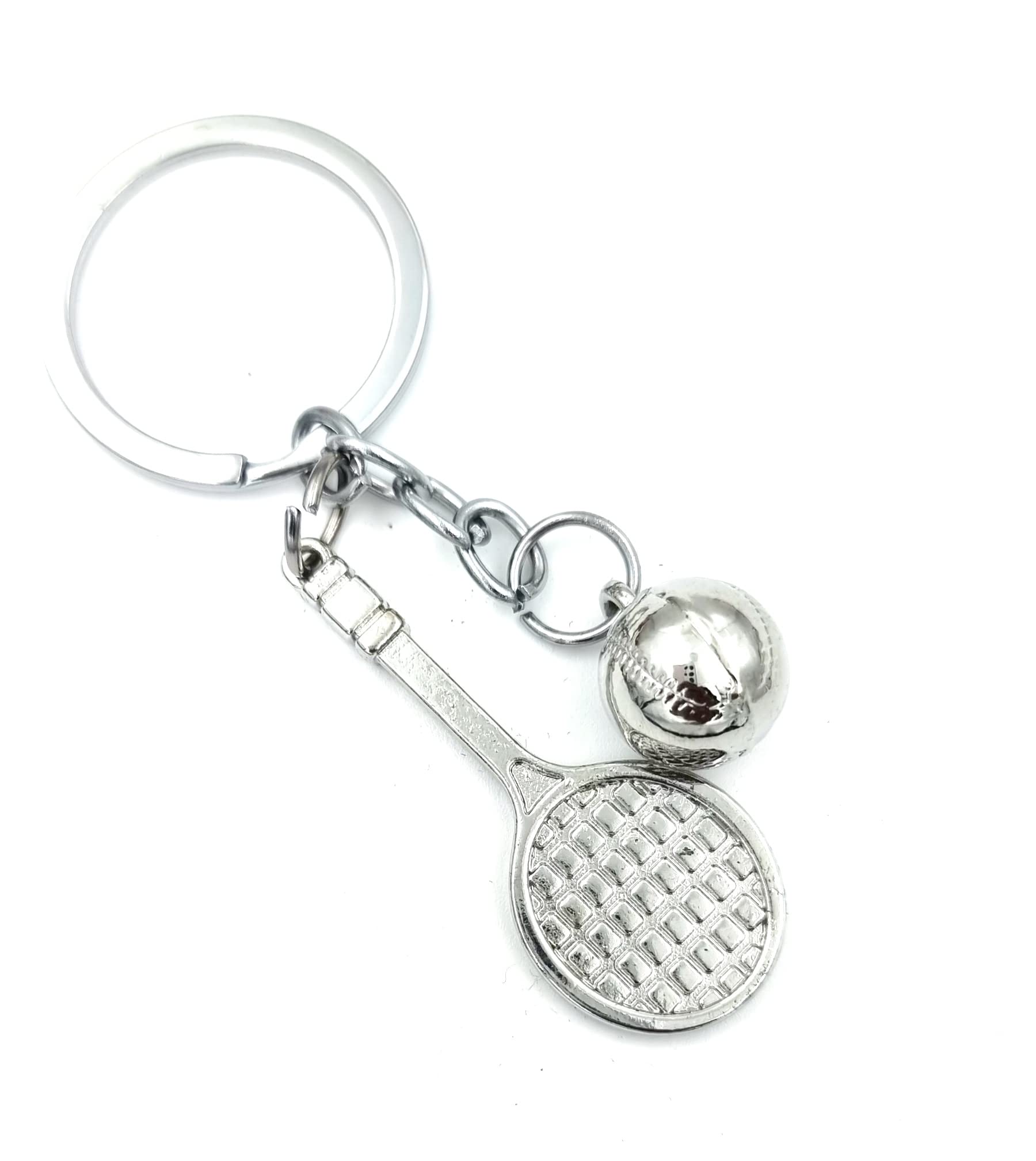 5G Retail Limited Edition Metal Tennis Bat with Ball 3D Keychain,Silver for Gifting Tennis-image-40