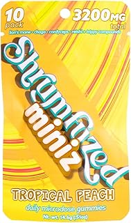 Miniz - Proprietary Nootropic Gummy 3200mg - Lion's Mane, Reishi, Chaga, Cordycep, and Proprietary Nootropic Mushroom Blend (10pk, Tropical Peach)