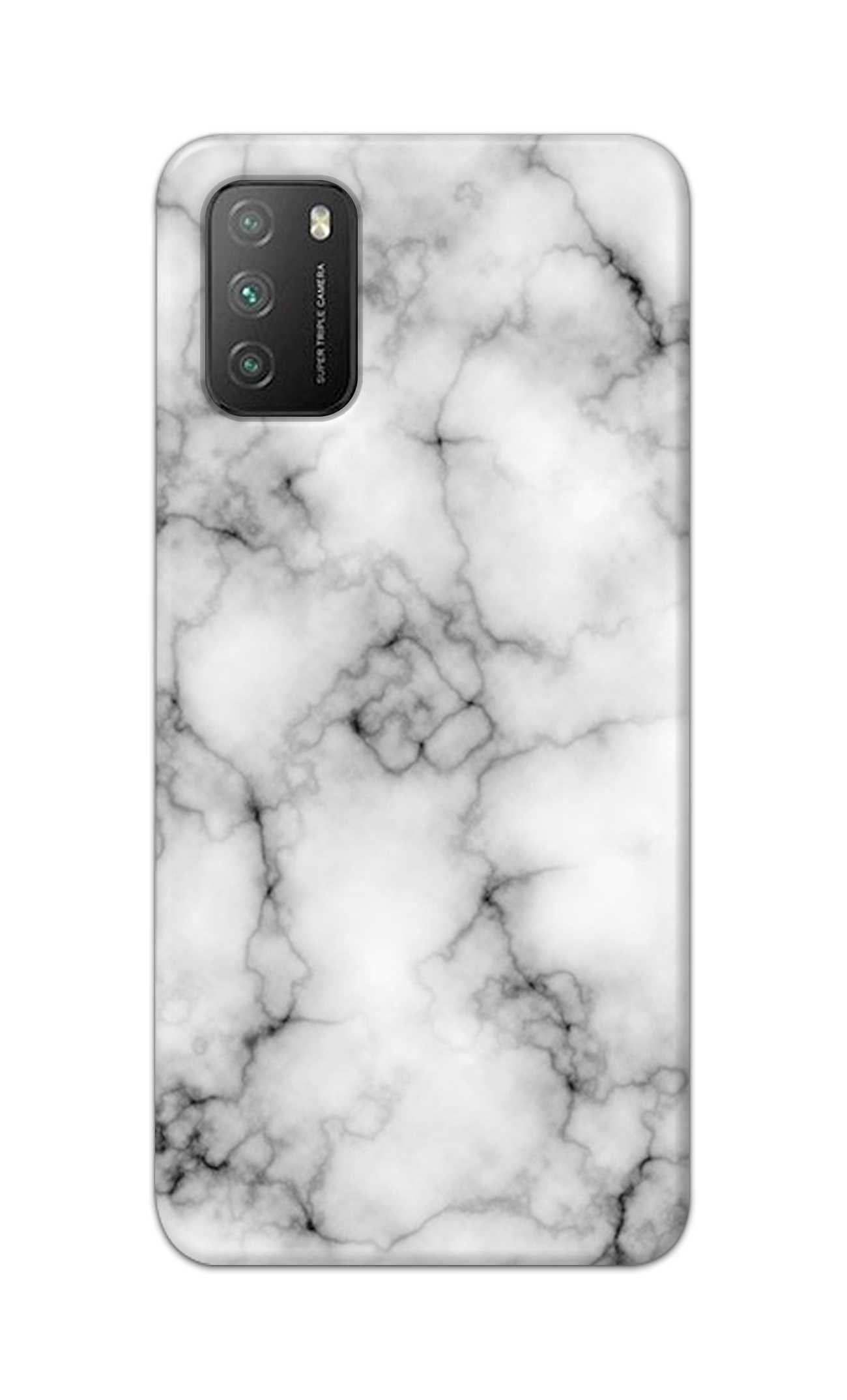 PRINTFIDAA Light White Marble Texture Natural Pattern Printed Designer Hard Case for Xiaomi Poco M3 Back Cover -(1Q) VNS2230