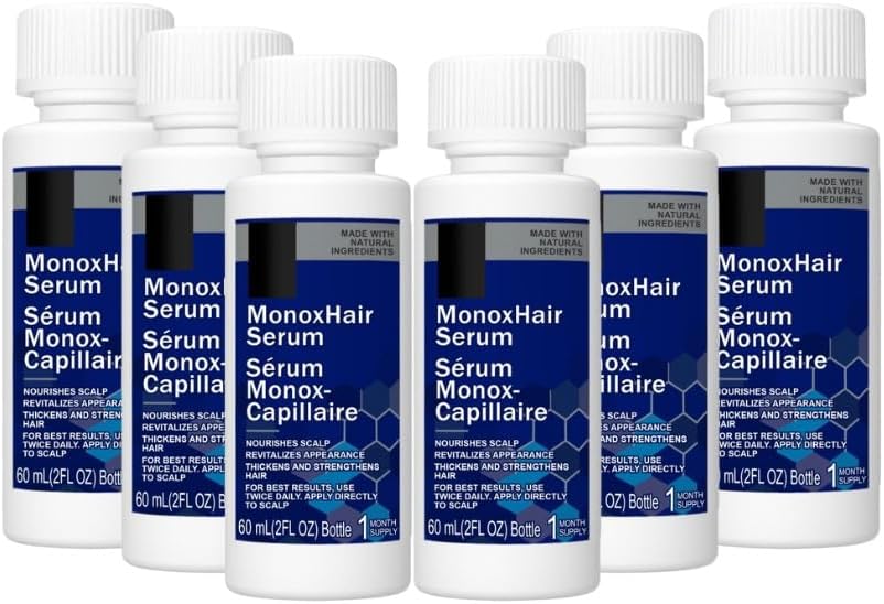 MonoxHair Serum for Hair Growth, Advanced Scalp Care, Promotes Density & Thickness, Reduces Breakage for Fuller and Stronger Hair, All Hair Types (6 units (box))