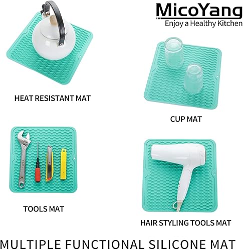Miniatura 1239 de Tapete de silicona para secado de platos para múltiples usos, fácil de limpiar, ecológico, resistente al calor, tapete de silicona para encimera