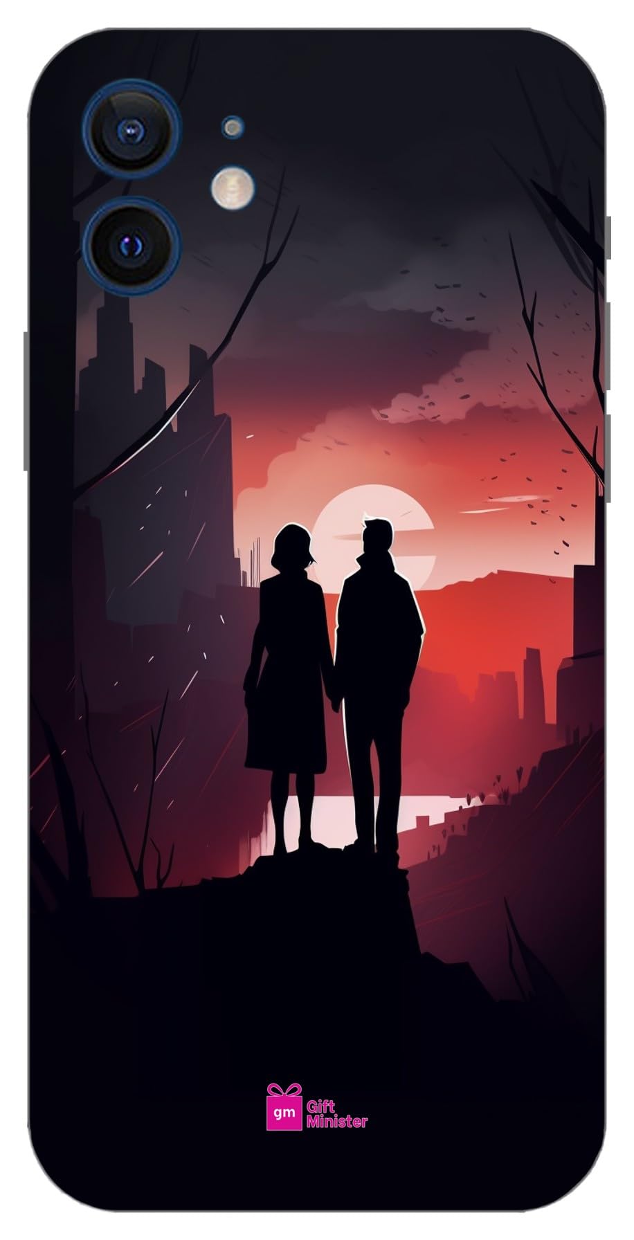 Gift Minister Soft Designer Mobile Cover for Apple iPhone 12 Back Case Salmon - Abstract Noir Friendship Deep Colors Atmospheric Clutter Shockproof Comfortable Grip Flexible 1Pcs 17012