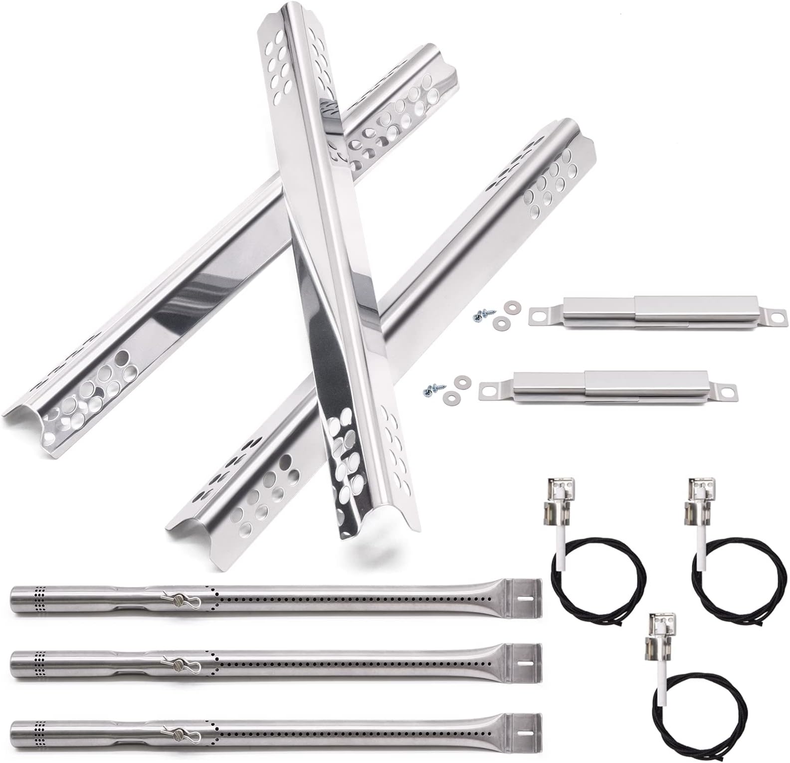 CriditpidGrill Replacement Parts for Charbroil 3 Burner 463242516 463242515 463355220 463367016 Models, Stainless Steel Grill Burners, Heat Plate Shields, Crossover Tubes and Ignitors.