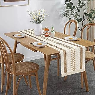 ANTHYTA Macrame Table Runner Cover Tablecloths,Cotton Linen Fringe Table Runner,Table Runner with Tassel,180x30cm Dining Table Runner for Home Kitchen Wedding Party Living Room Bohemian Style