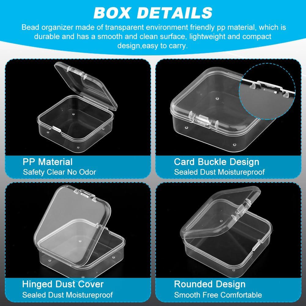 31Pcs Bead Organizer Box, Small Bead Organizers with Hinged Lids, Craft Organizers and Storage, Clear Mini Plastic Containers for Small Items Art Craft DIY Jewelry Diamonds, Clay Beads, Screws