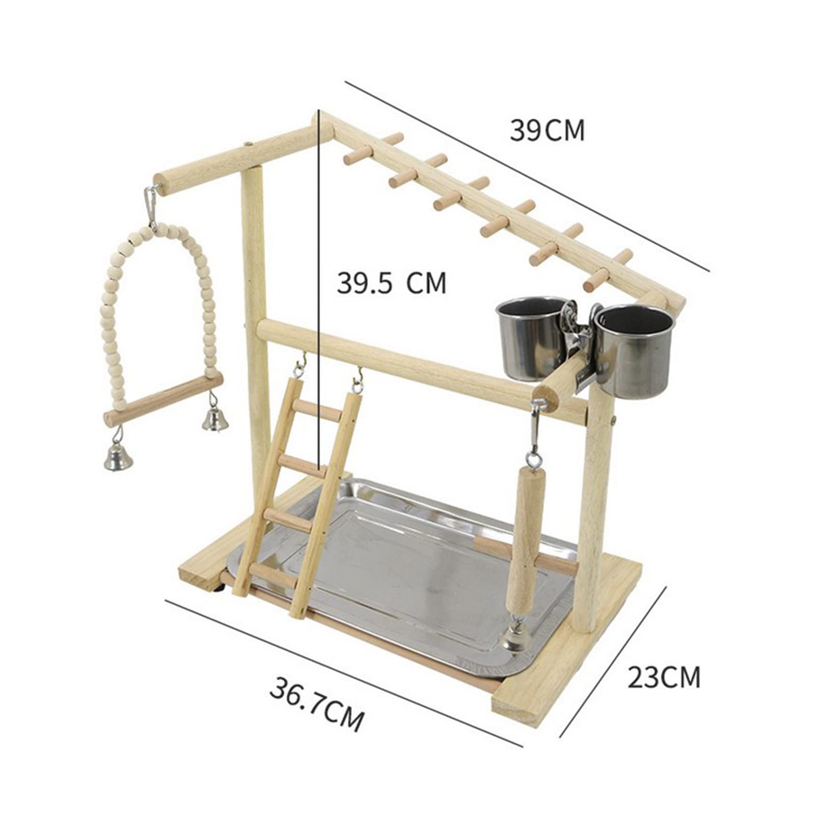 Supporto Da Tavolo Per Uccelli - Trespoio Giocattolo Per Pappagalli Piccoli E Medi, Legno E Plastica - Foto 4