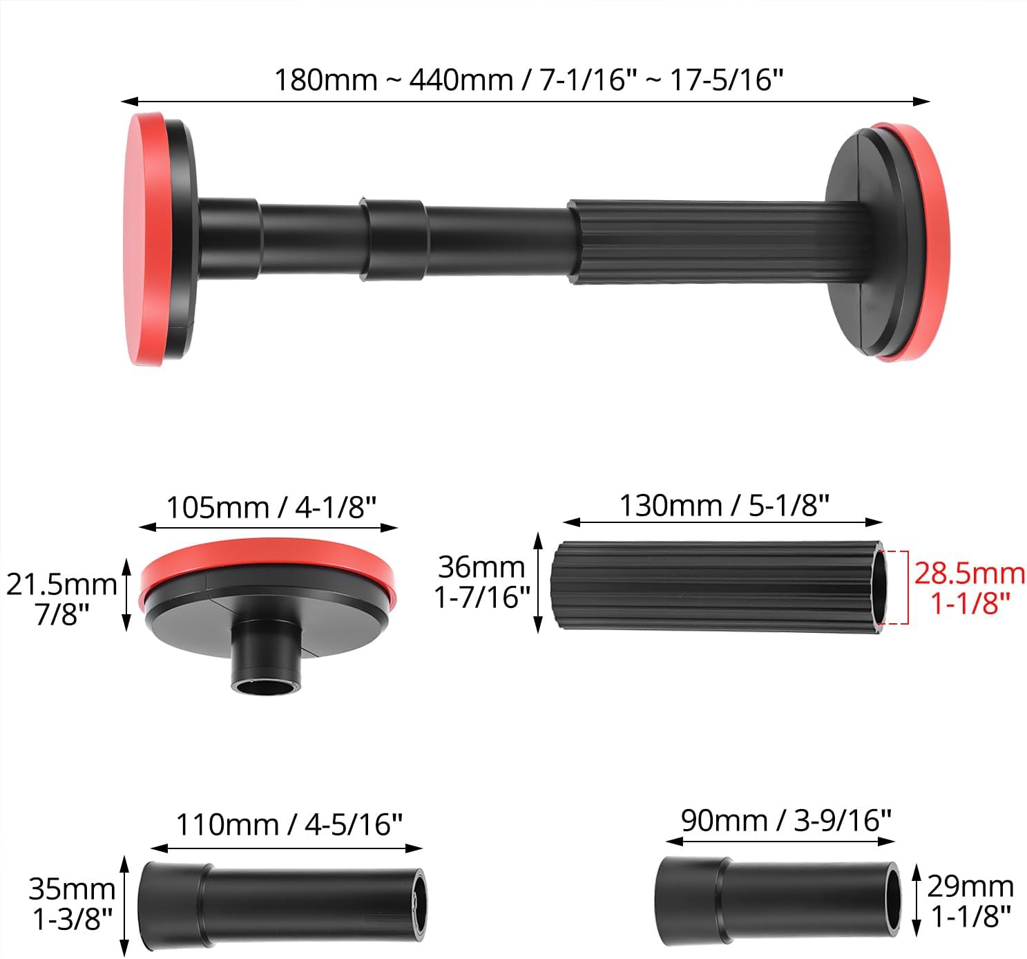 QWORK Adjustable Telescopic Support Pole 7–17.7 inch Range, 2 Pack Stable Load Stand for Cabinet, Sink & Furniture Installation