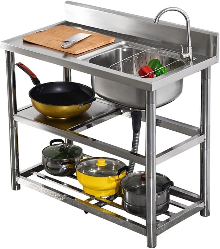 ガーデンシンク 簡易流し台 キッチンシンク 屋外 304ステンレス 作業台付き 包丁立て テラス キャンプ場 キッチン スーパー ガ