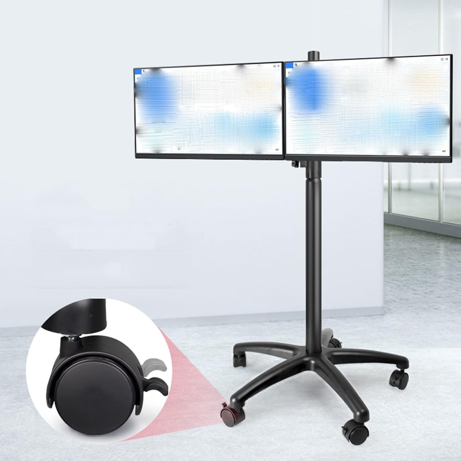 WDSOPK Rolling TV Stand with Wheels for 12-27 Inch Screen Mobile TV Cart with Locking Wheels and Tilt Mount 100X100Mm,